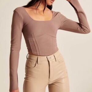 NWT Abercrombie & Fitch Cropped Taupe Corset Top